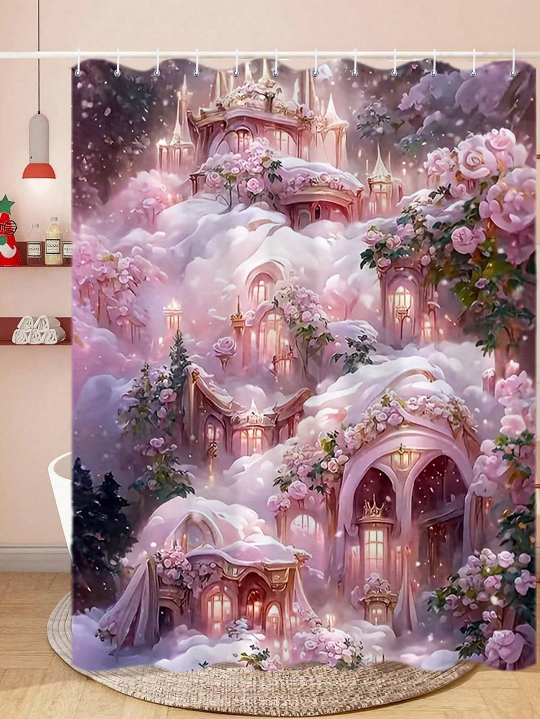 Elevate your bathroom with our Dreamy Pink House Pattern Printed <a href="https://canaryhouze.com/collections/shower-curtain" target="_blank" rel="noopener">Shower Curtain</a>. This easy-to-install curtain comes with hooks included, making it hassle-free to set up. The beautiful pink house pattern adds a touch of charm and style to your space, making every shower feel like a dream.