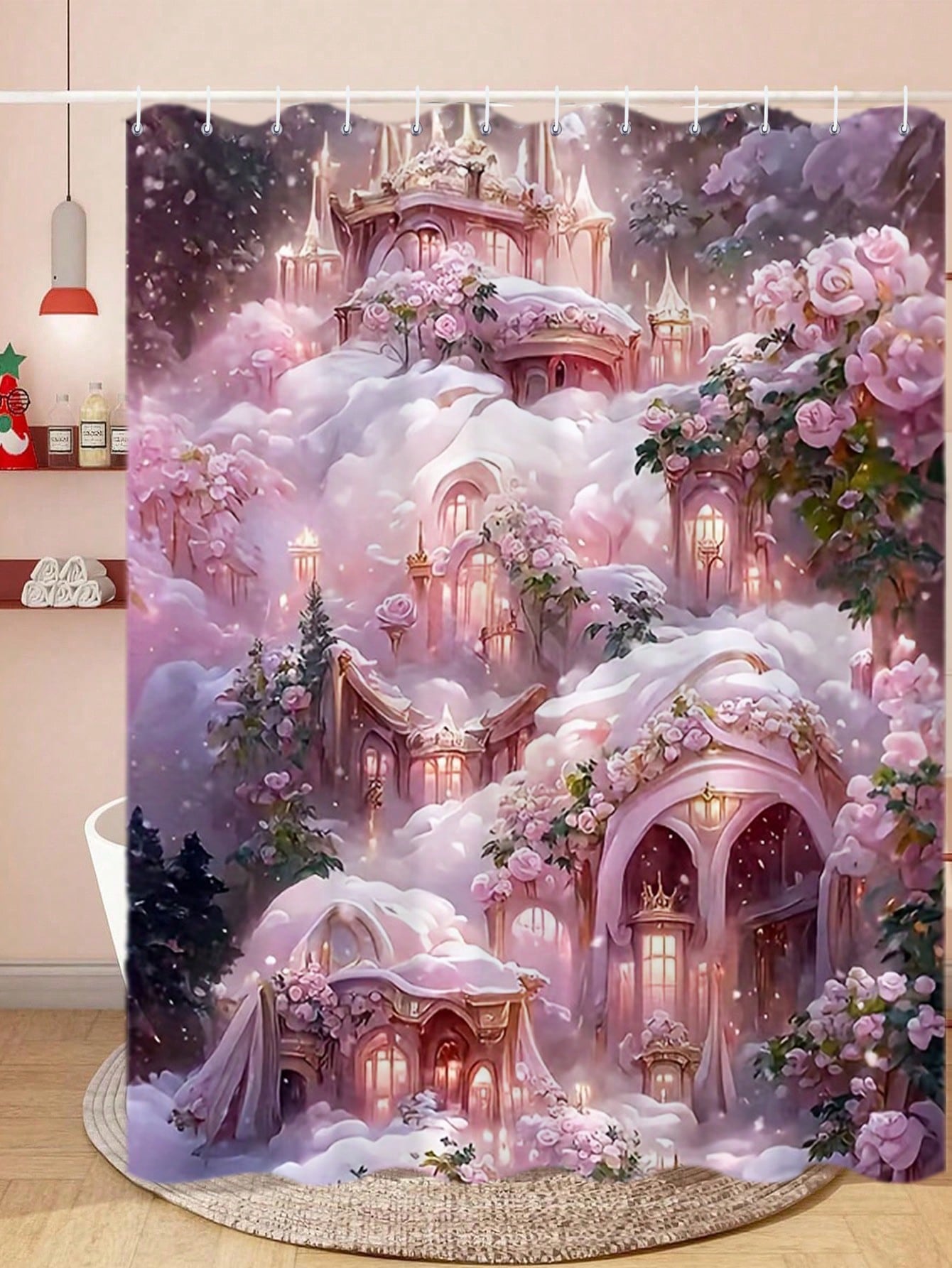 Elevate your bathroom with our Dreamy Pink House Pattern Printed <a href="https://canaryhouze.com/collections/shower-curtain" target="_blank" rel="noopener">Shower Curtain</a>. This easy-to-install curtain comes with hooks included, making it hassle-free to set up. The beautiful pink house pattern adds a touch of charm and style to your space, making every shower feel like a dream.