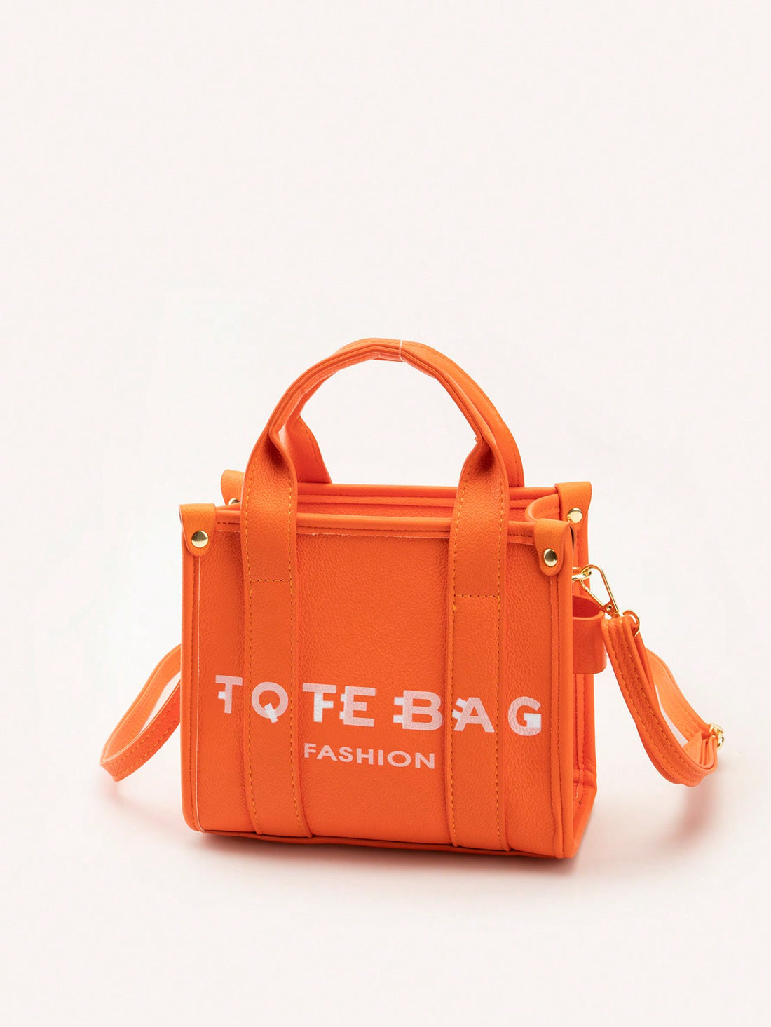Chic Mini Handbag: Stylish Solid Color Letter Embossed Design