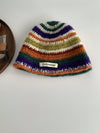 Rainbow Striped Knitting Hat & Bag Set: Vintage Crochet Fisherman Style