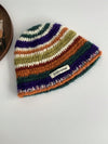 Rainbow Striped Knitting Hat & Bag Set: Vintage Crochet Fisherman Style