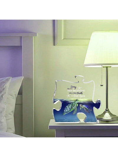 Ocean Turtle Acrylic Desk Sign: A Fun Puzzle for Home and Office Decor