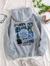 Cozy Comfort: Slogan Graphic Drawstring Thermal Hoodie