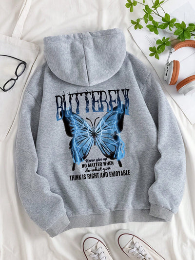 Never Give Up Butterfly Thermal Hoodie: Cozy Comfort Meets Inspiring Style