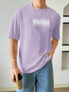 Men's Baggy Crew Neck Slogan Tee: Casual Korean Fashion Summer Knit Top