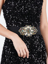 Chic Rhinestone-Embellished Belt for Coats and Dresses - Perfect for Halloween Parties