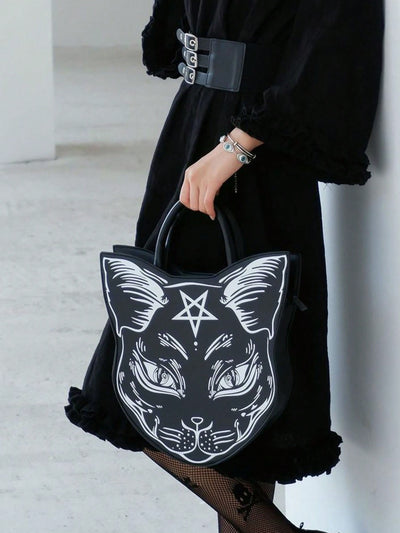 Spooky-Chic Double Handle Trick-or-Treat Shoulder Bag: Perfect for Gothic Ghosts and Teen Girls