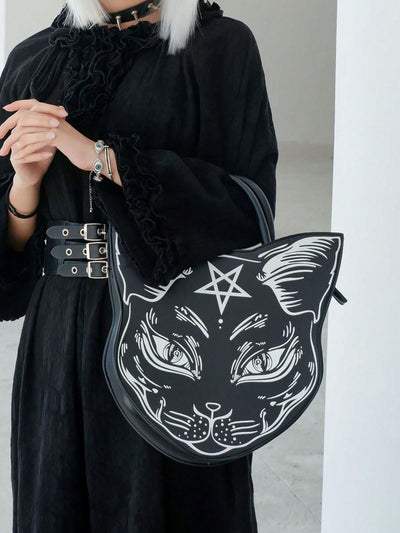 Spooky-Chic Double Handle Trick-or-Treat Shoulder Bag: Perfect for Gothic Ghosts and Teen Girls