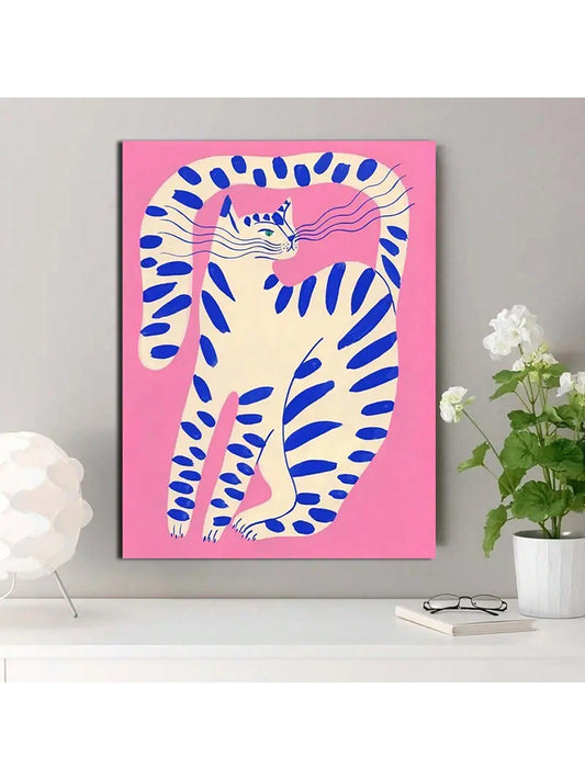 Dotted Cat Art Print: Modern Minimalist Wall Decor for Any Room