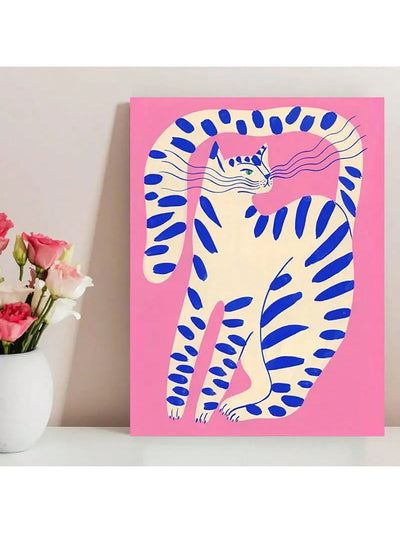 Dotted Cat Art Print: Modern Minimalist Wall Decor for Any Room