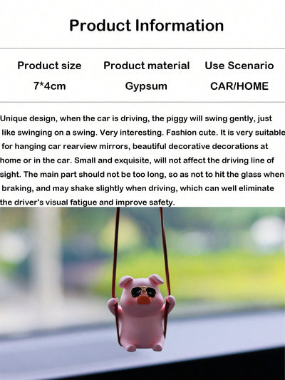 Adorable Swinging Pig Car Mirror Pendant - Add a Touch of Fun to Your Car Interior