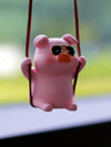 Adorable Swinging Pig Car Mirror Pendant - Add a Touch of Fun to Your Car Interior