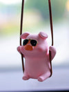 Adorable Swinging Pig Car Mirror Pendant - Add a Touch of Fun to Your Car Interior