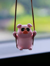 Adorable Swinging Pig Car Mirror Pendant - Add a Touch of Fun to Your Car Interior