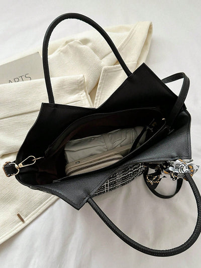 Chic Bow-Decor Mini Handbag: Versatile Crossbody Tote with Scarf