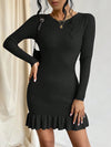 Chic Ruffle Hem Bodycon Sweater Dress - Effortless Elegance for Every Occasion