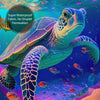 Vibrant Oceanic Adventure Shower Curtain Set – Colorful Sea Turtle Design with 12 Hooks