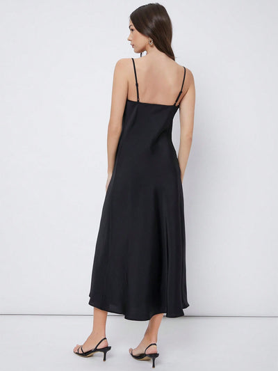 Elevate Your Workwear with the Cowl Neck Solid Slip Dress