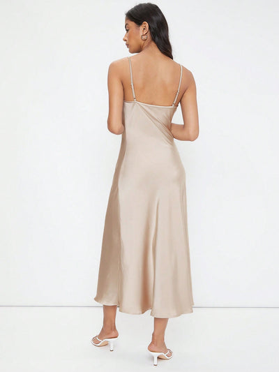 Elevate Your Workwear with the Cowl Neck Solid Slip Dress