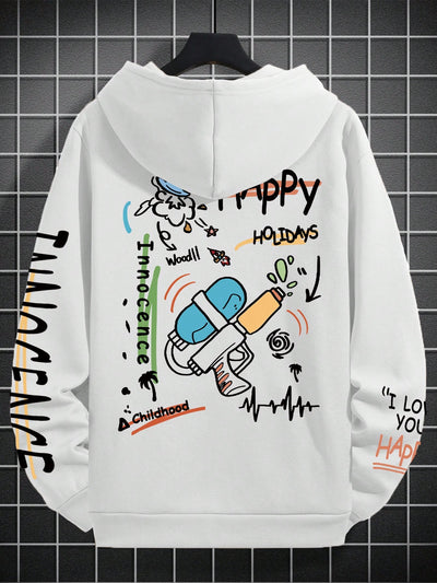 Cartoon Letter Printed Hoodie: Embrace Comfort with Style