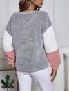 Cozy Chic: Women's Color Block Plush Drop Shoulder Sweatshirt