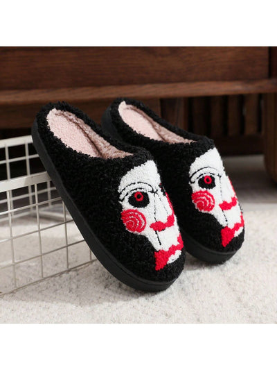 Joker Face Plush Slippers: Spooky Comfort for Halloween at Home