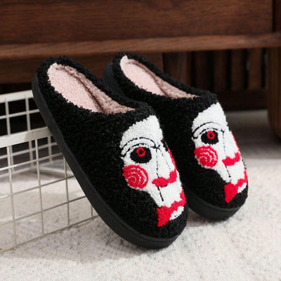 Joker Face Plush Slippers: Spooky Comfort for Halloween at Home