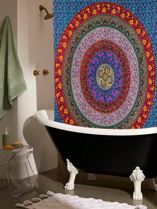Colorful Mandala Shower Curtain with Hooks - Transform Your Bathroom with Modern Style