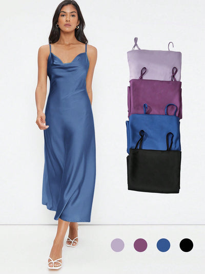 Elevate Your Workwear with the Cowl Neck Solid Slip Dress