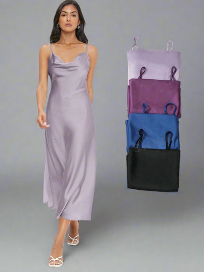 Elevate Your Workwear with the Cowl Neck Solid Slip Dress