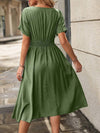 Chic and Classic: Notched Neckline A-Line Dress with Button Detail