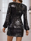 Shine Bright in the Glamour Sequin Lantern Sleeve Dress