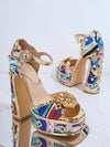 Sparkling Floral Fantasy Ankle Strap Sandals