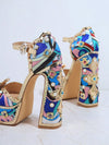 Sparkling Floral Fantasy Ankle Strap Sandals