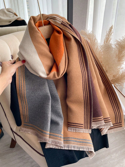 Fashionable Faux Cashmere Patchwork Shawl: Stay Warm and Stylish This Winter