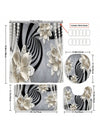 3D Floral Beaded Printing Design Shower Curtain and Mat Set: Waterproof Bathroom Decor with 12 Shower Rings