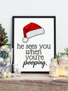 Festive Christmas Bathroom Decoration - Funny Canvas Print for Wall