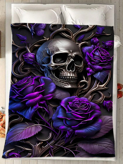 Cozy Skull Printed Fleece Blanket: Perfect for All Seasons and Occasions