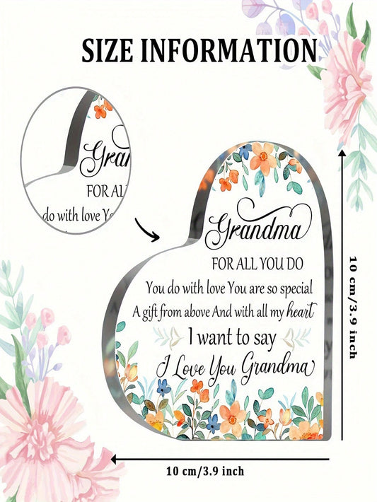 Heartfelt Acrylic Heart Plaque - A Beautiful Tribute for Your Grandmother