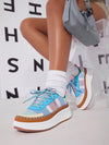 Stylishly Stride in Colorblock Lace-Up Flatform Skate Shoes