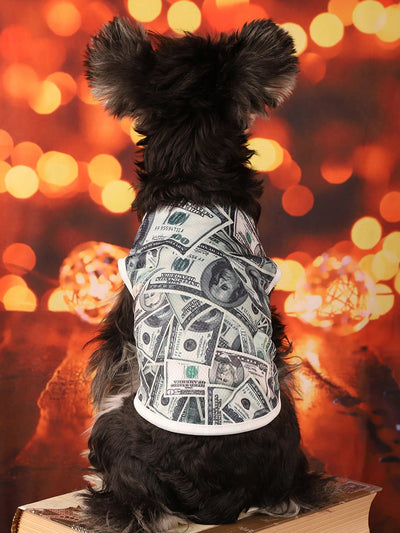 Get your furry friend dressed to impress with our Money Design Print Vest for cats and dogs. The cool and funny print will make them stand out in any crowd. Made with high-quality materials for their comfort, this vest is perfect for everyday wear or special occasions.