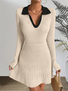 Chic Comfort: Solid Ribbed Knit Sweater Dress