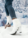 Warm and Stylish: Faux Leather Furry High Heeled Boots for Fall/Winter