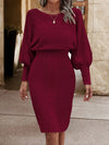 Cozy Elegance: Cable Knit Batwing Sleeve Sweater Dress