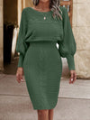 Cozy Elegance: Cable Knit Batwing Sleeve Sweater Dress