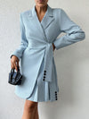 Chic Lapel Neck Knot Side Wrap Blazer Dress - Effortless Elegance for Any Occasion