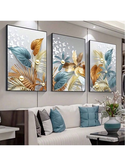 Enhance the style of your living room with our Golden Delight 3-Piece Butterfly Leaves Wall Art Set. Made with precision and expert craftsmanship, this set features stunning butterfly and leaf designs in a beautiful golden hue. Perfect for adding a touch of elegance to any space.