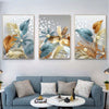 Golden Delight 3-Piece Butterfly Leaves Wall Art Set for a Stylish Living Room