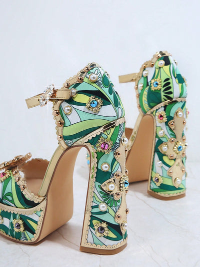Floral Elegance: Haute Metallic Platform Sandals