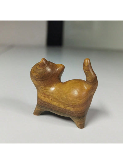 Handcrafted Green Sandalwood Standing Cat Figurine: The Perfect Gift for Pet Lovers